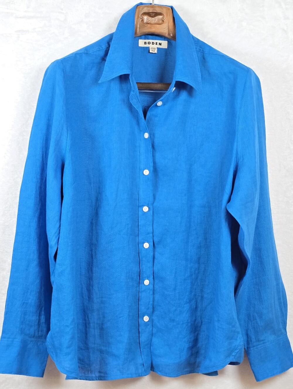 Boden Blue 100% Linen Button Down Shirt Long Sleeve Blouse Sz.20-22R / UK 22R